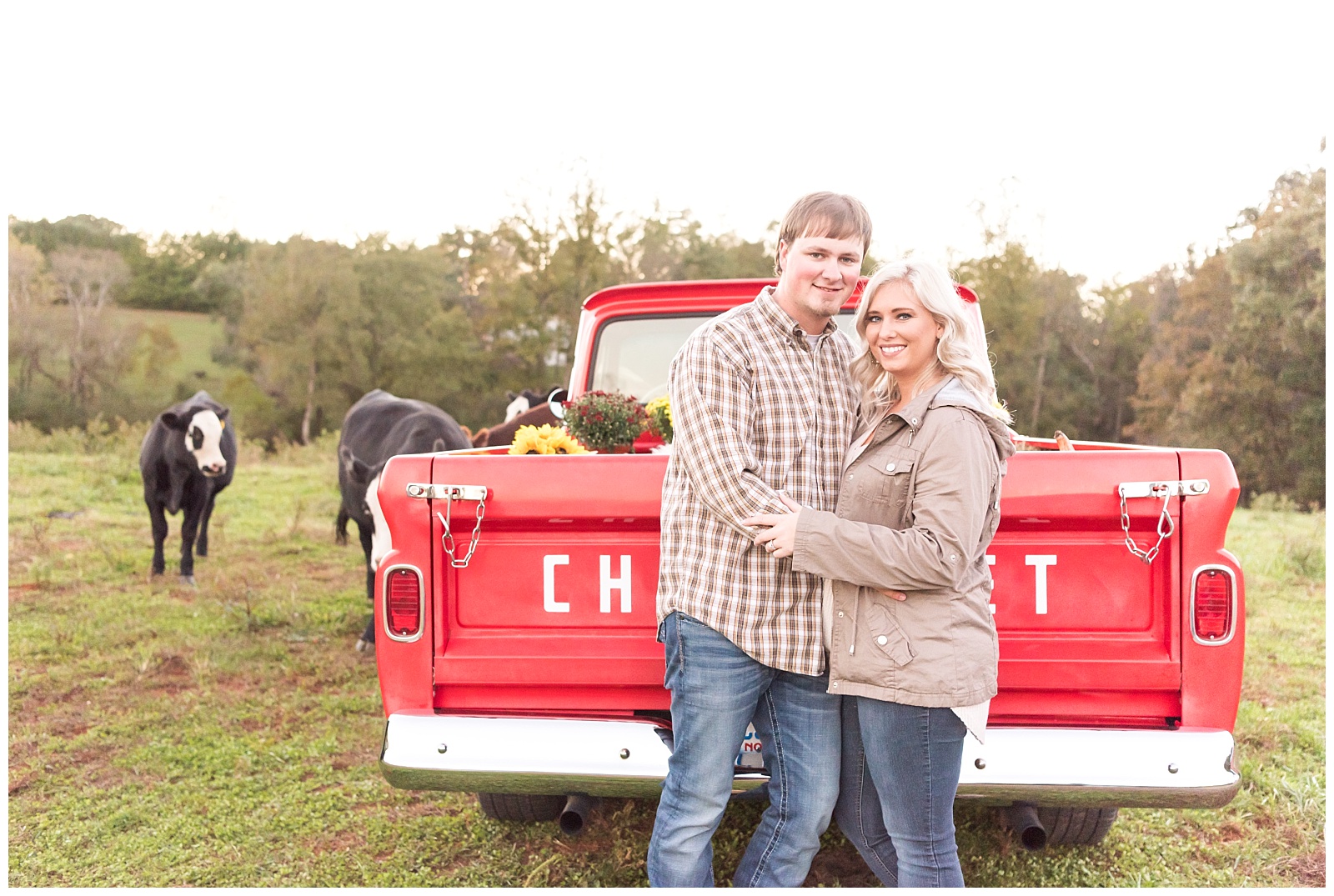 Farm, country, dog, fur baby, pond, dock, old truck, cows, engagement, hickory, nc, photographer, fall