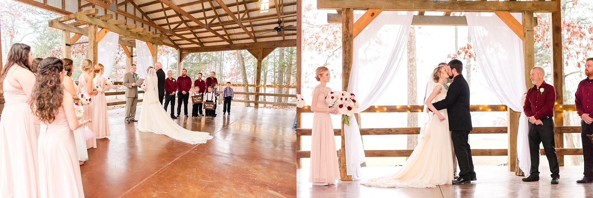 Wedding, Bride & Groom, NC, Concord, Farm at Brusharbour, December, Winter