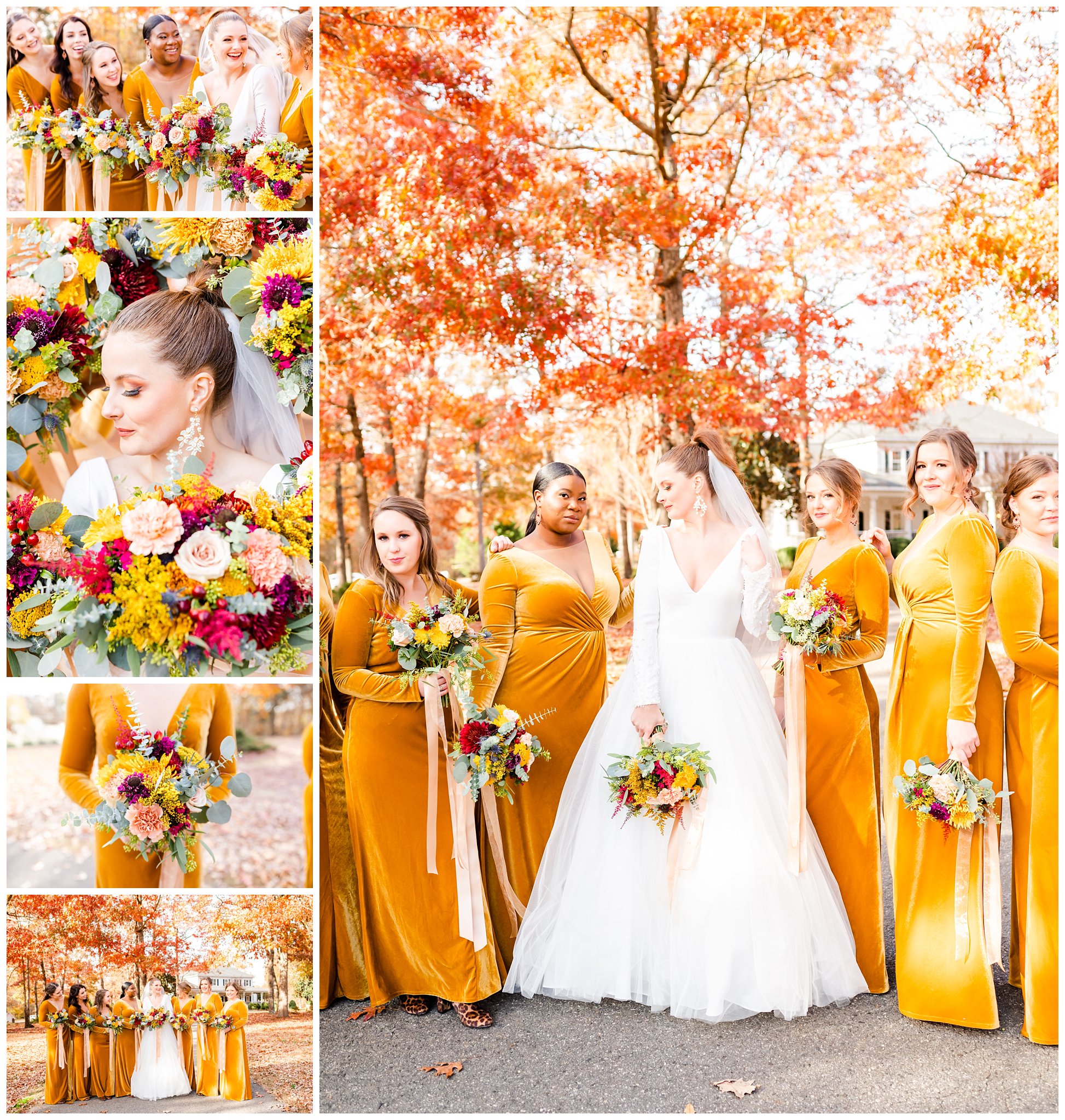 fall bright color bridesmaids