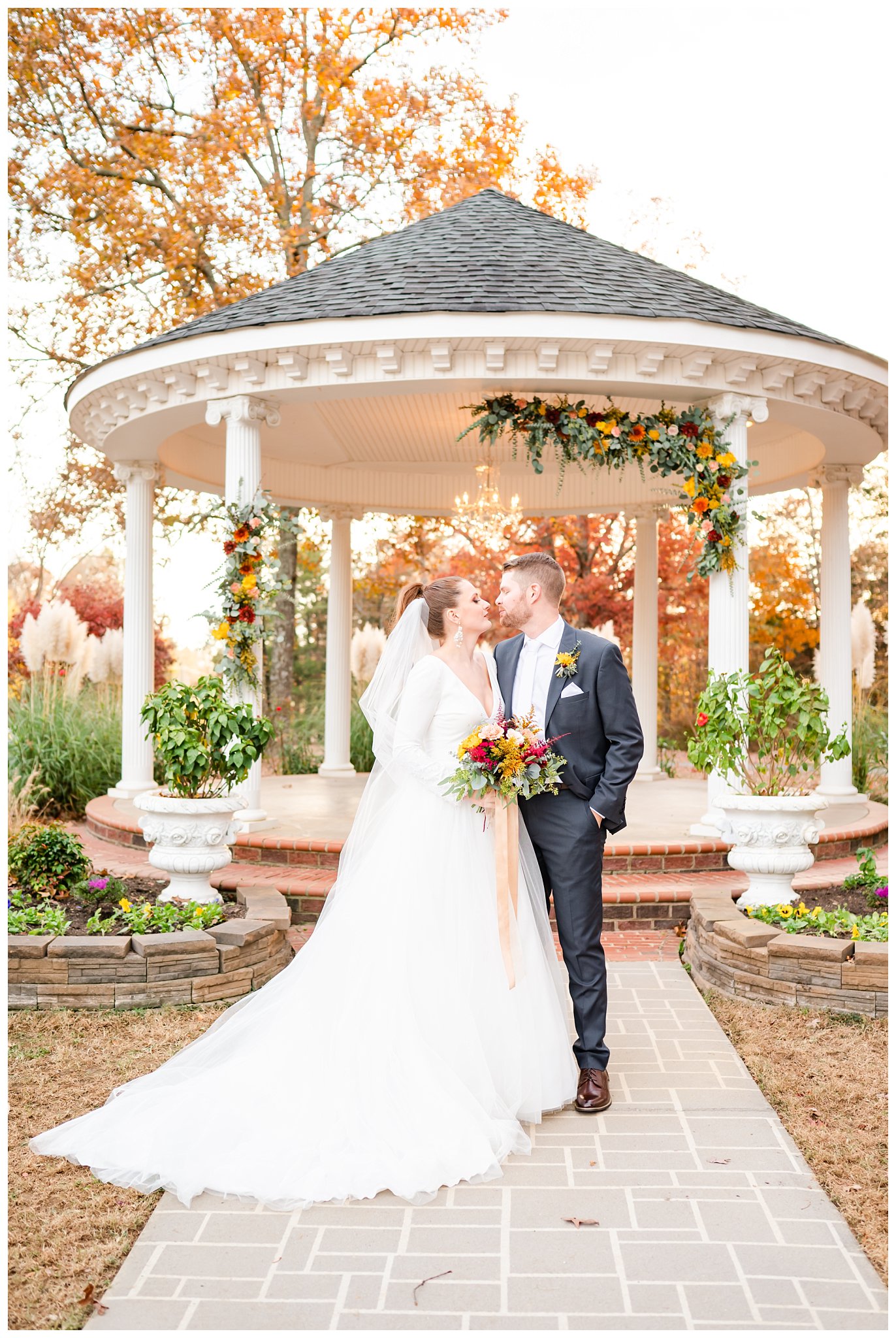 outdoor fall ceremony couple portrait