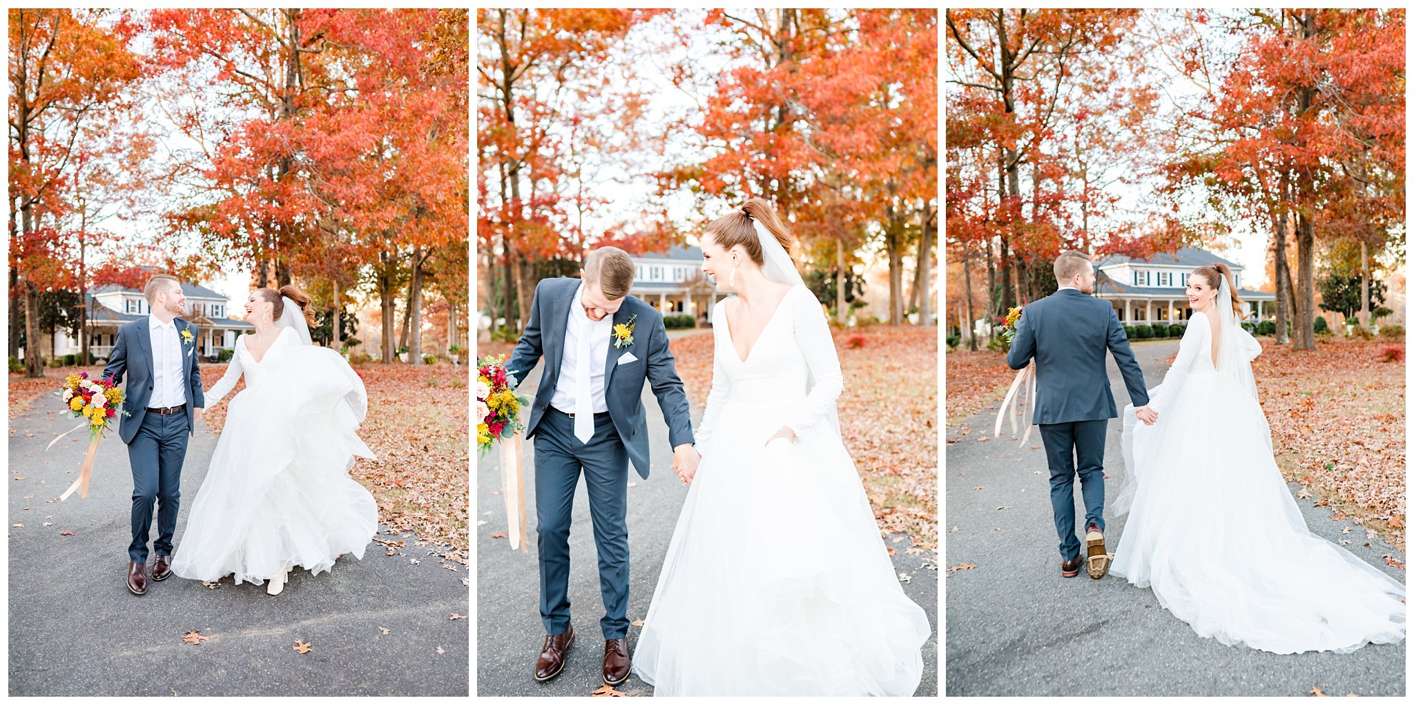 fall portrait bride and groom