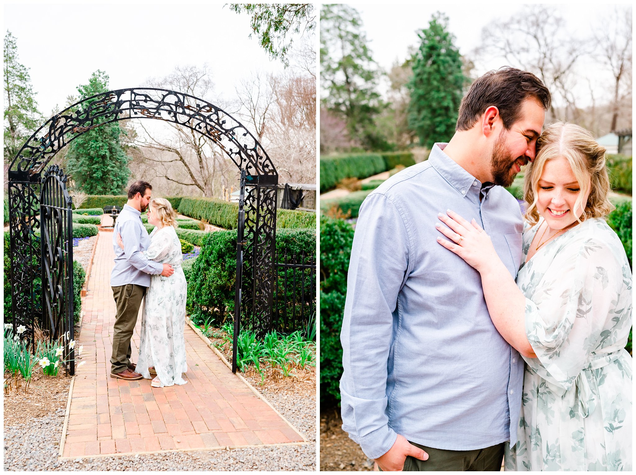 couple at a garden for their engagement session