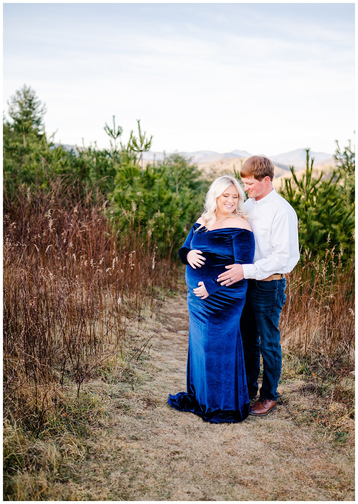 couple outside for mountain maternity session