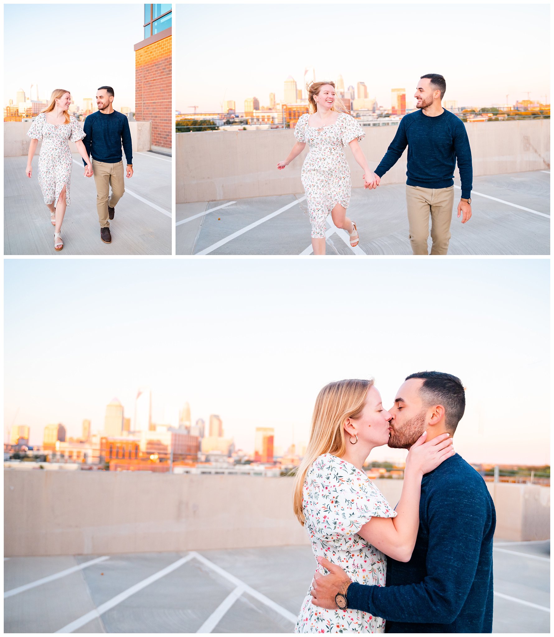 rooftop engagement photos in downtown Charlotte