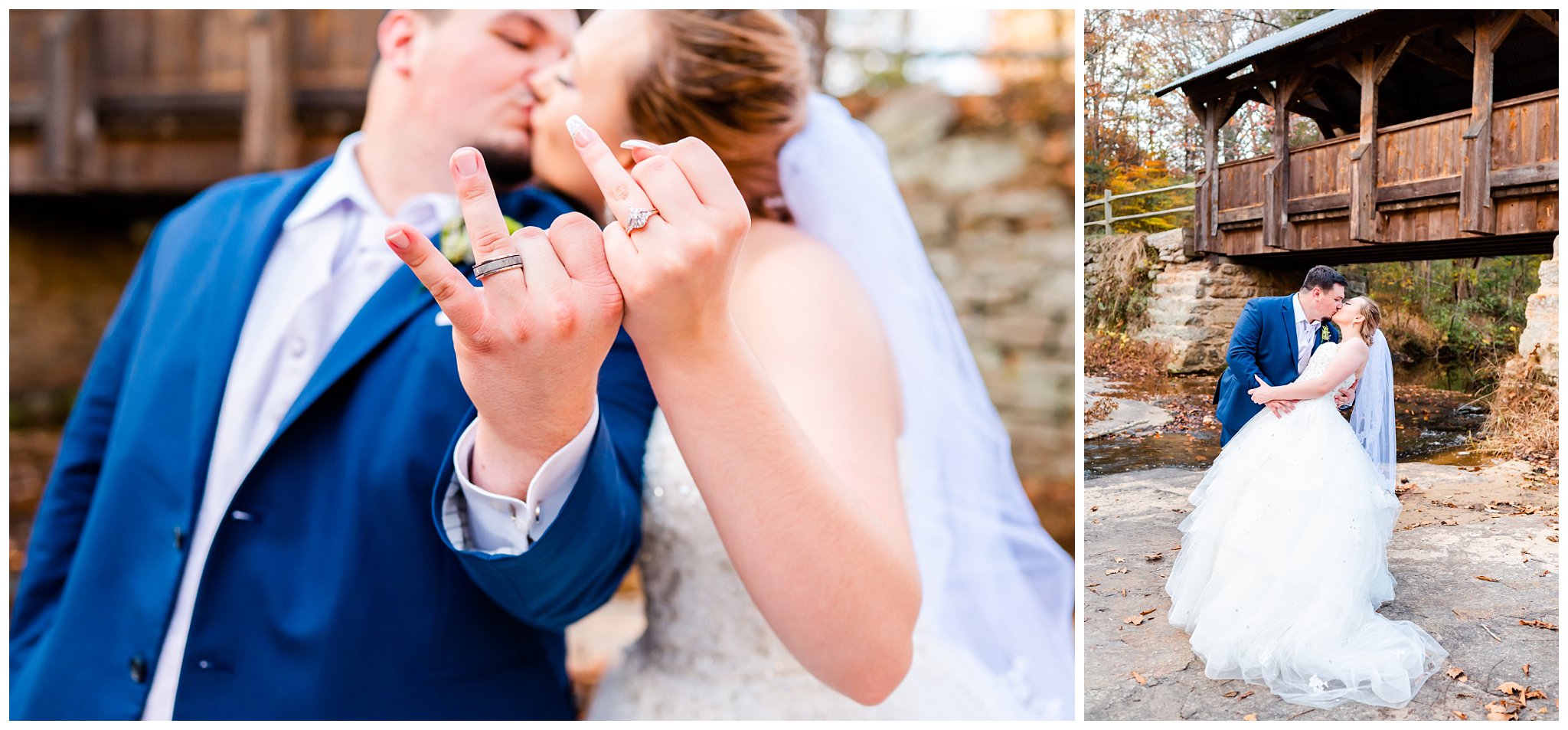 North Carolina wedding photographer shoots bride and groom portraits for their fall wedding